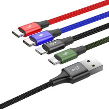 Кабель Baseus Fast 4-in-1 Fast Charging Data Cable USB to Lightning+Type-C*2+MicroUSB 3.5А 1.2m Чорний