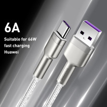 Кабель Baseus Cafule Metal Data Cable USB to Type-C 66W 11V 6A 2m Білий