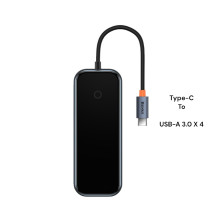 USB-хаб Baseus 4in1 AcmeJoy 4-Port Type-C HUB Adapter Type-C to USB3.0*4, Серый