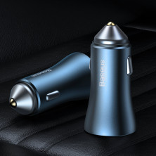 Автомобильное зарядное устройство Baseus Golden Contactor Pro Dual Quick Charger Car Charger 40W USB+Type-C + Кабель Type-C to Lightning 1м Голубой