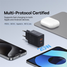 Сетевое зарядное устройство Baseus Cube Fast Charger QC3.0+PD3.0 20W USB+Type-C 3A Черный