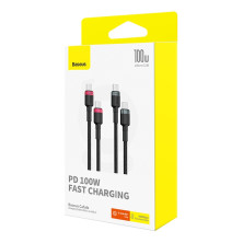 Кабель Baseus Cafule Flash Charging Data Line Cable Type-C to Type-C PD 2.0 QC 3.0 100W 20V 5A 1m Набор 2 шт Черный