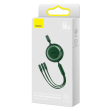 Кабель Baseus Bright Mirror 2 Series Retractable 3-in-1 Fast Charging Data Cable USB to Lightning+Type-C+MicroUSB 66W 1.1m Зелений