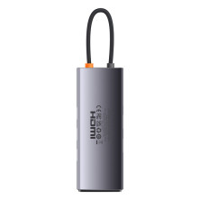 USB-хаб Baseus 8in1 StarJoy 8-Port Type-C HUB Adapter Type-C to USB3.1*3, Type-C(PD)*1, 4KHDMI, RJ45,TF, SD Сірий