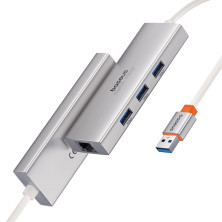 USB-хаб Baseus 4in1 PortalJoy 4-Port Type-A HUB Adapter Type-A to USB3.0*3, RJ45 Сірий