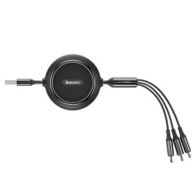 Кабель Baseus Golden Loop Series Retractable 3-in-1 Elastic Data Cable USB to Lightning+Type-C+MicroUSB 3.5А 1.2m Чорний