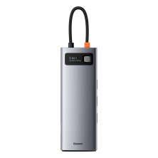 USB-хаб Baseus 9in1 Metal Gleam 9-Port Type-C HUB Adapter Type-C to USB3.0*3, Type-C(PD)*1, 4KHDMI, VGA, RJ45, TF, SD Серый