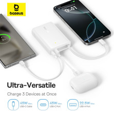 УМБ Baseus PicoGo Digital Display 10000mAh 45W 3A з технологією QC3.0+PD3.0 і Type-C кабелем 45W Білий