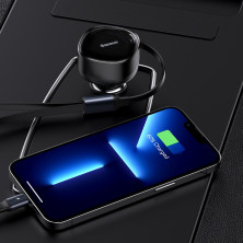 Автомобильное зарядное устройство Baseus Enjoyment Retractable 30W c встроенным кабелем 2-in-1 Type-C и Lightning 0.75м Черный