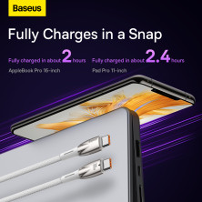 Кабель Baseus Glimmer Series Fast Charging Data Cable Type-C to Type-C 100W 20V 5A 2m Белый