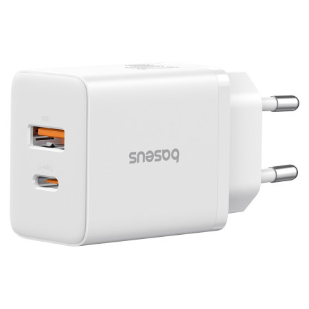 Мережевий зарядний пристрій Baseus Cube Fast Charger QC3.0+PD3.0 20W USB+Type-C 3A Білий