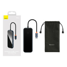 USB-хаб Baseus 4in1 AcmeJoy 4-Port Type-C HUB Adapter Type-C to USB3.0*4, Серый
