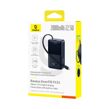 УМБ Baseus EnerFill FC51 Bipow2 Pro 20000mAh 22.5W 2.4A с технологией QC3.0+PD3.0 та Type-C кабелем 22.5W Черный
