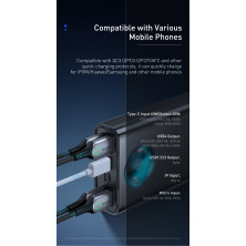 УМБ Baseus Amblight 30000mAh 65W 6A з технологією QC3.0 + PD3.0 + кабель Baseus Xiaobai series Type-C to Type-C 100W 20V/5A 1м Чорний