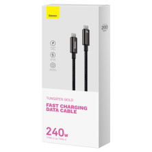 Кабель Baseus Tungsten Gold Fast Charging Data Cable Type-C to Type-C 240W 2m Черный