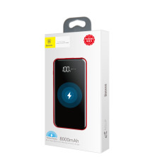 УМБ Baseus Full Screen 2in1 Bracket 8000mAh 2A с Беспроводной зарядкой Qi 5W Черно-Красный