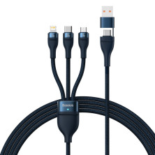 Кабель Baseus Flash Series 2 3-in-2 Fast Charging Data Cable  USB+Type-C to Lightning+Type-C+MicroUSB 100W 1.2m Синій