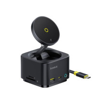 USB-хаб з Бездротовою зарядкою Baseus 7in1 MagPro Series 2 7-Port Type-C HUB Adapter Type-C to USB3.2*2, Type-C3.2*1, Type-C(PD)*1, 4KHDMI, SD/TF 3.0 Чорний