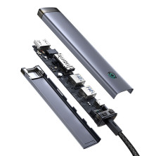 USB-хаб Baseus 7in1 UltraJoy AIR 7-Port Type-C HUB Adapter Type-C to USB3.0*2, Type-C(PD)*1, 4KHDMI, AUX, SD/TF 3.0 Серый