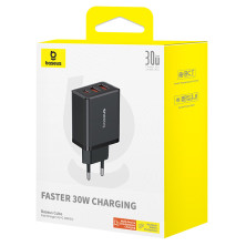 Мережевий зарядний пристрій Baseus Cube Fast Charger QC3.0+PD3.0 30W 2USB+Type-C 3A Чорний