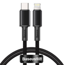 Кабель Baseus High Density Braided Fast Charging Data Cable Type-C to Lightning PD 20W 1m Чорний