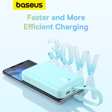 УМБ Baseus Magnetic Mini Wireless Fast Charge 10000mAh 30W 3A QC3.0+PD3.0 з функцією MagSafe та Qi 15W і Type-C 30W кабелем Блакитний