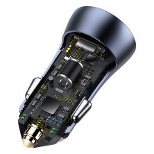 Автомобильное зарядное устройство Baseus Golden Contactor Pro Dual Quick Charger Car Charger 40W USB+Type-C + Кабель USB to Type-C 1м Серый