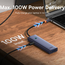 USB-хаб Baseus 5in1 UltraJoy 5-Port Type-C HUB Adapter Type-C to USB3.0*4, Type-C(PD)*1 Сірий