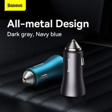 Автомобильное зарядное устройство Baseus Golden Contactor Max Dual Fast Charger Car Charger 60W USB+Type-C Серый