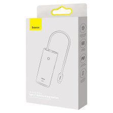 USB-хаб Baseus 6in1 Lite Series 6-Port Type-C HUB Adapter Type-C to USB3.0*2, Type-C(PD)*1, 4KHDMI, TF, SD  Черный