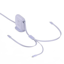 Кабель Baseus Traction Series Retractable 3-in-1 Fast Charging Data Cable Type-C to Lightning+Type-C+MicroUSB 100W 1.7m Фіолетовий