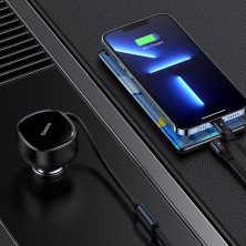 Автомобильное зарядное устройство Baseus Enjoyment Retractable 30W c встроенным кабелем 2-in-1 Type-C и Lightning 0.75м Черный