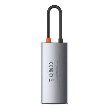 USB-хаб Baseus 4in1 Metal Gleam 4-Port Type-C HUB Adapter Type-C to USB3.0*1, USB2.0*1, Type-C(PD)*1, 4KHDMI Сірий