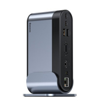 USB-хаб Baseus 16in1 Working Station Multifunctional HUB Adapter Type-C to USB3.0*3, USB2.0*2, SD, microSD, Type-C*2, 4KHDMI, VGA, AUX, RG45 Серый