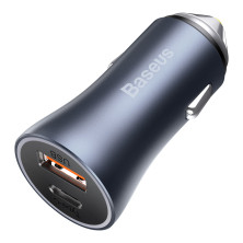 Автомобільний зарядний пристрій Baseus Golden Contactor Pro Dual Quick Charger Car Charger 40W USB+Type-C Сірий
