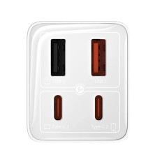 Сетевое зарядное устройство Baseus GaN6 Pro 65W 2USB+2Type-C + кабель Baseus Type-C to Type-C 100W 20V/5A 1м Белый