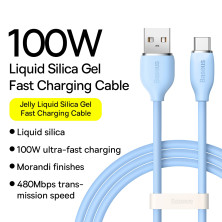 Кабель Baseus Jelly Liquid Silica Gel Series Fast Charging Data Cable USB to Type-C 100W 20V 5A 2m Синій