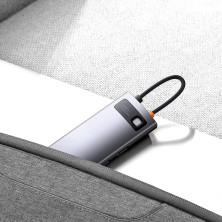 USB-хаб Baseus 4in1 Metal Gleam 4-Port Type-C HUB Adapter Type-C to USB3.0*3, RJ45 Сірий