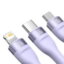 Кабель Baseus Flash Series 2 3-in-1 Fast Charging Data Cable USB to Lightning+Type-C+MicroUSB 66W 1.2m Фіолетовий