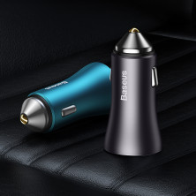 Автомобильное зарядное устройство Baseus Golden Contactor Max Dual Fast Charger Car Charger 60W USB+Type-C Серый
