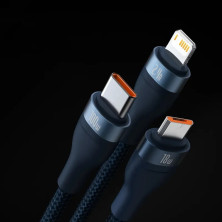 Кабель Baseus Flash Series 2 3-in-1 Fast Charging Data Cable USB to Lightning+Type-C+MicroUSB 100W 1.2m Синій