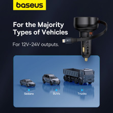 Автомобільний зарядний пристрій Baseus Enjoyment Pro Retractable 55W USB і з вбудованим кабелем Lightning 0.70м Чорний