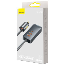 Автомобільний зарядний пристрій Baseus Share Together PPS multi-port Fast Charging Car Charge 120W 3USB+Type-C з подовжувачем 1.5м Сірий
