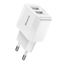 Сетевое зарядное устройство Baseus Mini Dual-U Charger 2USB 2.1A Белый