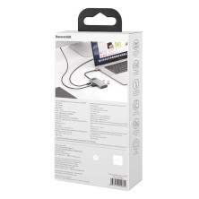 USB-хаб Baseus 4in1 Metal Gleam 4-Port Type-C HUB Adapter Type-C to USB3.0*1, USB2.0*1, Type-C(PD)*1, 4KHDMI Сірий