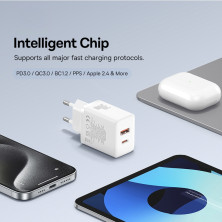 Мережевий зарядний пристрій Baseus Cube Fast Charger QC3.0+PD3.0 30W USB+Type-C 3A Білий