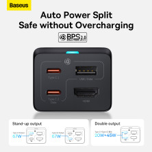 Сетевое зарядное устройство Baseus GaN5 Pro Desktop Fast Charger 67W USB+2Type-C+HDMI + кабель Baseus Type-C to Type-C 100W 20V/5A 1м Черный