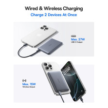 УМБ Baseus PicoGo AM41 Ultra-Slim Qi2 Magnetic 10000mAh 27W QC3.0+PD3.0 с функцией MagSafe и Qi2 15W Серый