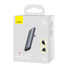 Мережевий зарядний пристрій Baseus GaN5 Pro Ultra-Slim Ultra-Slim Fast Charger 65W USB+Type-C + кабель Baseus Type-C to Type-C 100W 20V/5A 1м Універсальний Сірий
