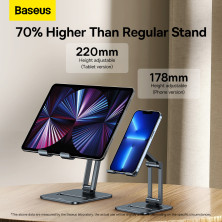 Підставка для планшета настільна Baseus Desktop Biaxial Foldable Metal Stand for Tablets Сірий